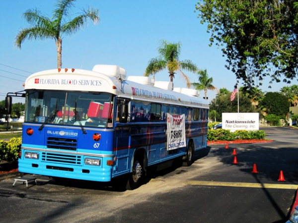 The blood mobile at NTC's office in Palm Harbor FL.